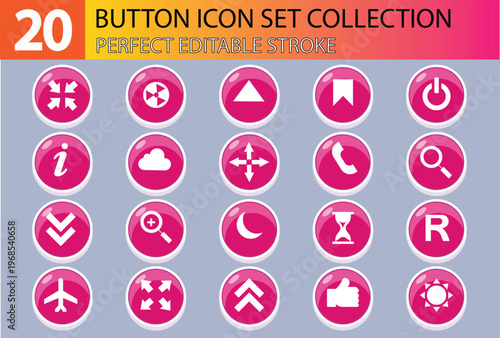 BUTTON ICON SET COLLECTION DESIGN 