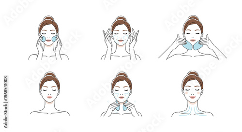Step by step guide showing how to use a gua sha facial tool for skin massage and anti aging treatments.