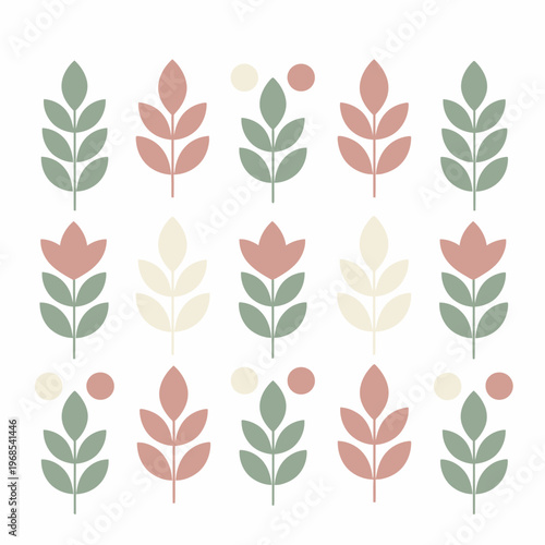 Stylized Plant Sprigs Pattern