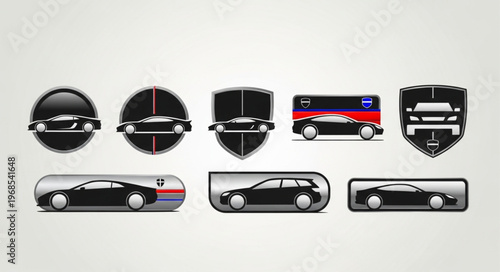 Collection of Car Logos and Design Elements for Automotive Industry.