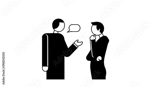 Minimalist Two People Talking Vector – Simple Communication Illustration