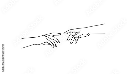 Minimal Two Hands Reaching Vector – Connection and Support Concept Illustration
