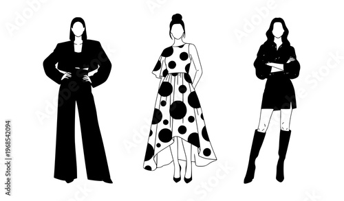 Flat Fashion Women Set – Stylish Female Outfit Illustration Collection