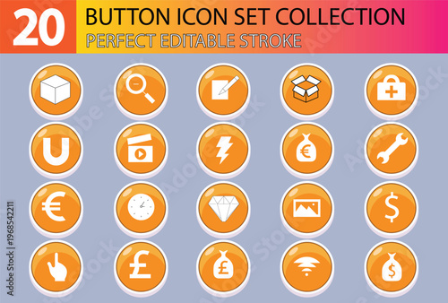 BUTTON ICON SET COLLECTION DESIGN 