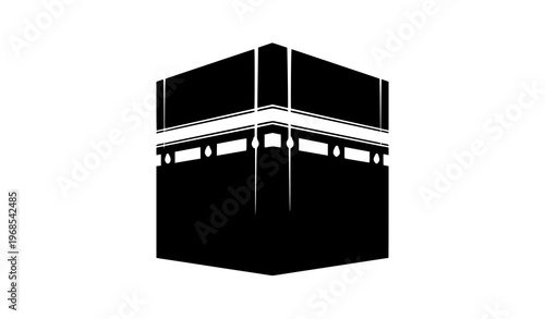 Kaaba Flat Illustration – Islamic Holy Site Black White Vector Design