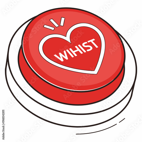 Red heart button with wish list text white
