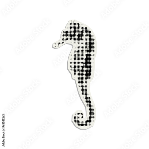 Vector seahorse. Trendy retro cut out element with a halftone effect for collage, poster, banner, cover design.