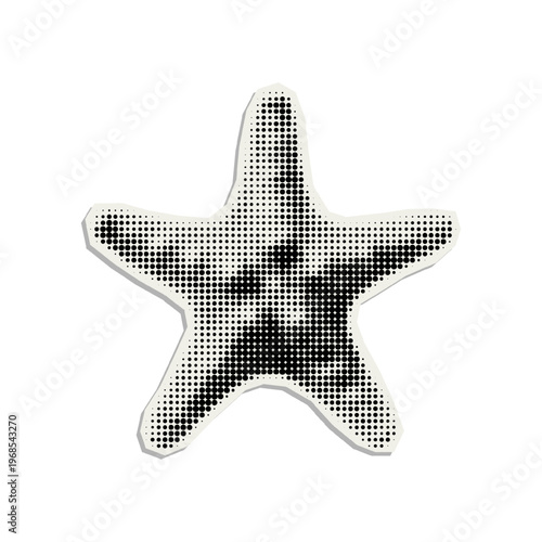 Vector starfish. Trendy retro cut out element with a halftone effect for collage, poster, banner, cover design.