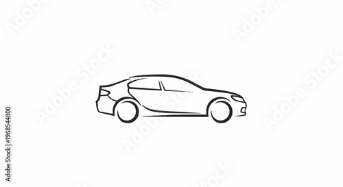 Stylized outline of a modern sedan on a white background