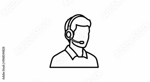 Stylized outline of a person wearing a headset and collar shirt