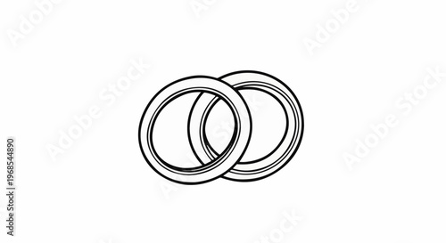 Two interlocking rings, symbolic of union and commitment, depicted in black outline