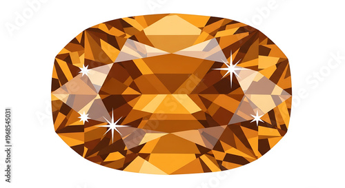 A vibrant orange gemstone icon with a faceted cut and sparkling highlights, set against a clean white background.