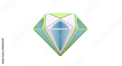 Free Download Abstract 3D Diamond Shape with Green, White, and Blue Elements - GFXLoad