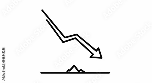 Jagged downward arrow with multiple peaks below