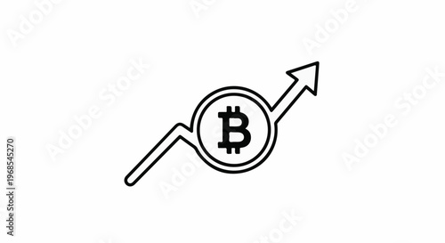Icon representing financial growth with a cryptocurrency symbol and upward arrow