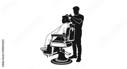 A barber cutting a man's hair.