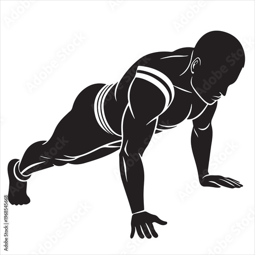 minimal black silhouette person push ups strength pose