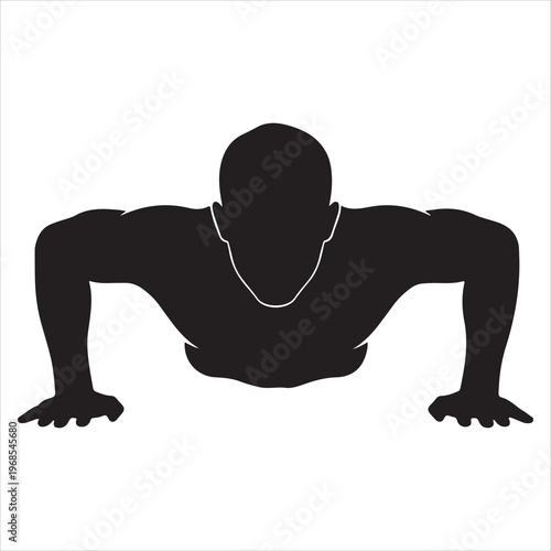 minimal black silhouette person push ups strength pose