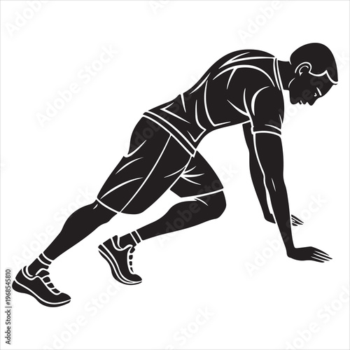 minimal black silhouette person push ups strength pose
