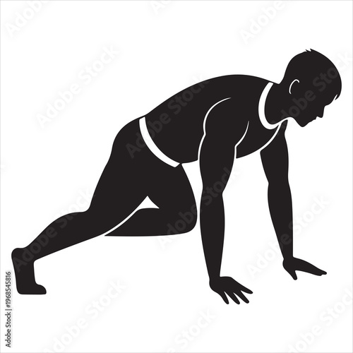 minimal black silhouette person push ups strength pose