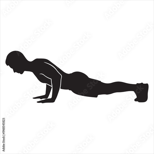 minimal black silhouette person push ups strength pose