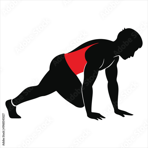 minimal black silhouette person push ups strength pose