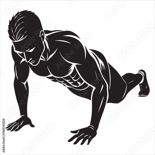 minimal black silhouette person push ups strength pose