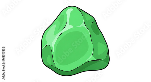 A vibrant green gemstone icon illustration with a glossy appearance
