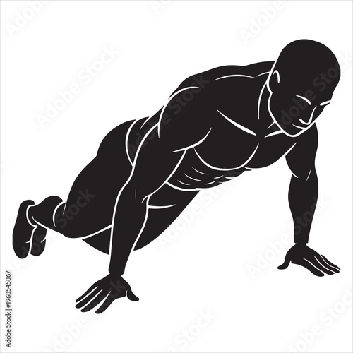 minimal black silhouette person push ups strength pose