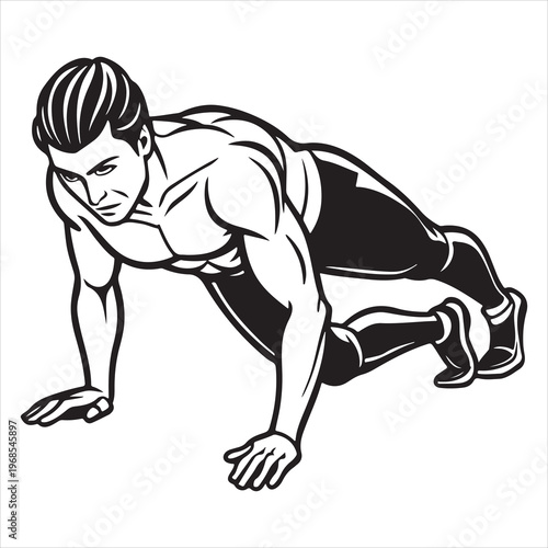 minimal black silhouette person push ups strength pose