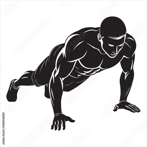 minimal black silhouette person push ups strength pose