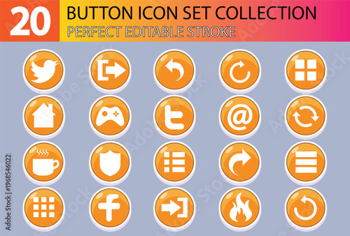 BUTTON ICON SET COLLECTION DESIGN 