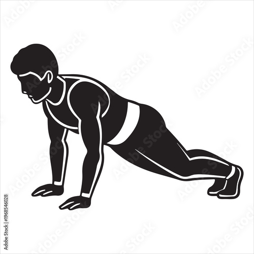 minimal black silhouette person push ups strength pose