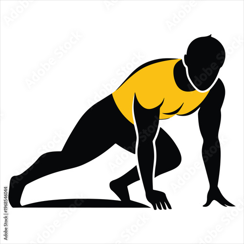minimal black silhouette person push ups strength pose