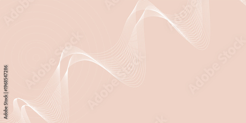 Elegant abstract background featuring soft beige tones with smooth flowing white wave lines.