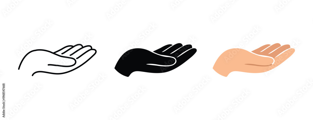 Obraz premium Open Hand Gesture Icon Vector Set