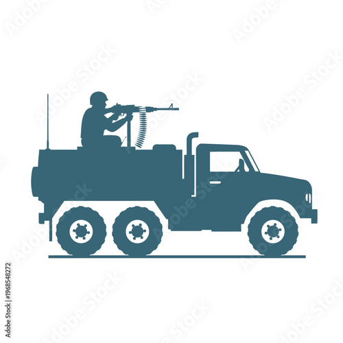Military Truck Silhouette with Gunner