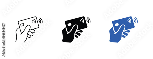 Contactless Payment Card Hand Icon Vector Set