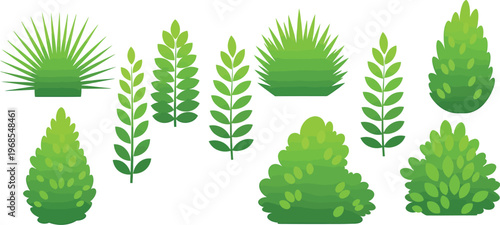 Vibrant Green Pinecone and Leaf Illustration