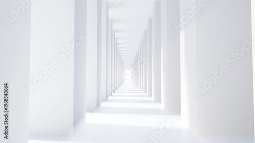 Vertical White Corridor With Bright Light. Loop