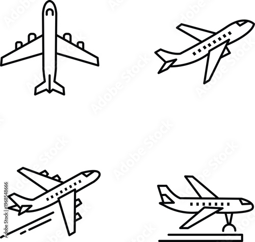  Airplane Movement Icon Vector Set