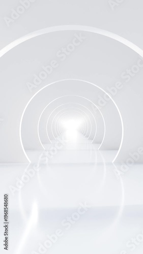 Vertical 3d Light Tunnel With Round Arcs. Looped background 