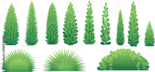 Vibrant Green Pineapple and Leaf Illustrations