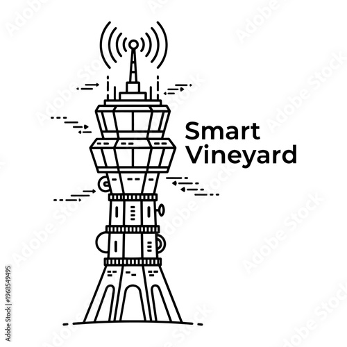Smart vineyard monitoring tower with wireless sensors for precision agriculture technology