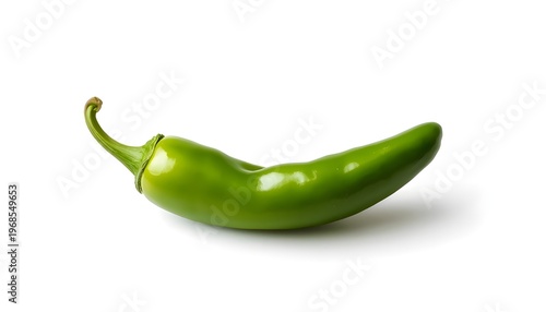 A vibrant green jalapeno pepper on a clean white background