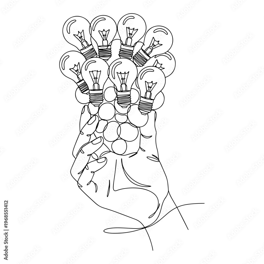 Fototapeta premium hand-drawn light bulb t-shirt design with creative ideas and innovation concept sketch on fabric