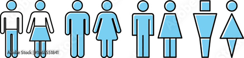 Gender sign icon set. Male and female restroom symbols. Man and woman pictogram logotypes. Vector illustration. transparent background.