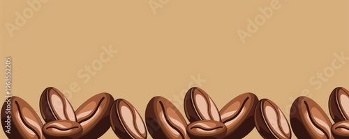 Seamless coffee bean pattern on a brown background.
