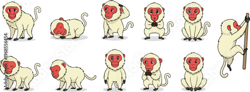 vector illustration of uakari funny cute cartoon mascot character cartoon with 11 poses