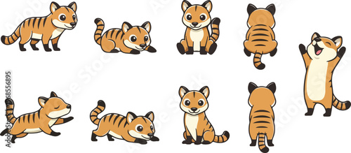 vector illustration of thylacine funny cute cartoon mascot character cartoon with 9 poses 02